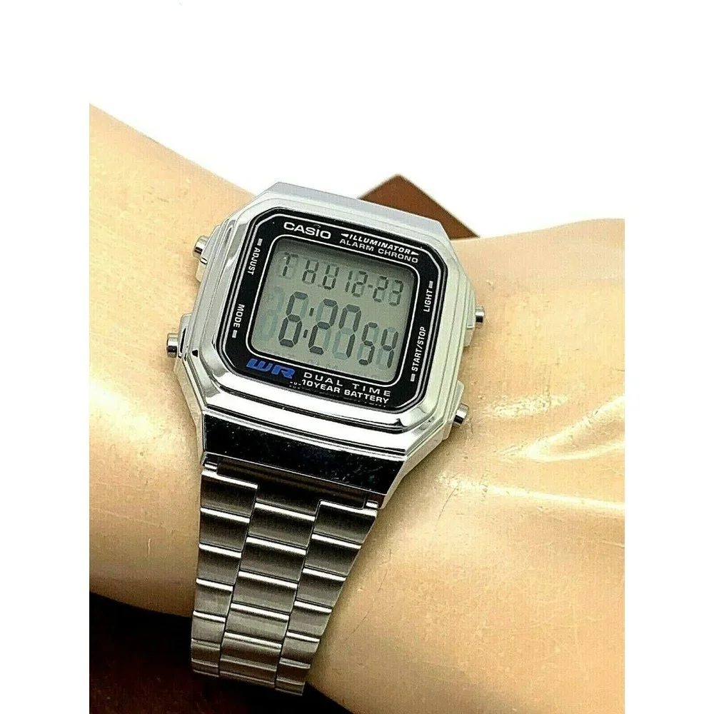 Casio Men's Watch A178WA-1A Silver Stainless Steel 34mm Digital Quartz 3234